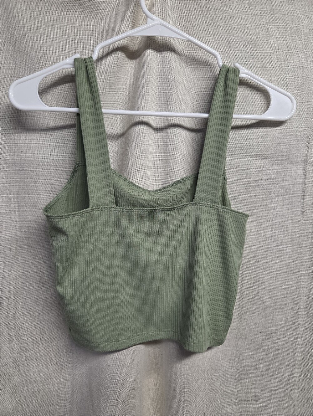 American Eagle Outfitters Ribbed Sage Square-Neck Crop Top - Picture 2 of 8